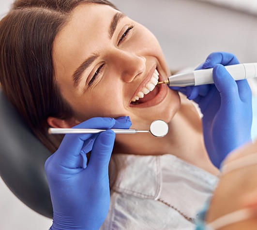 Woman getting dental work