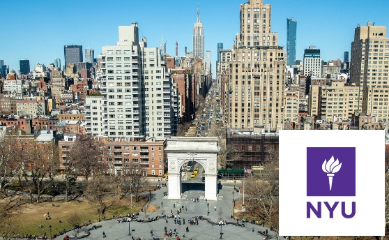 New York University campus and logo